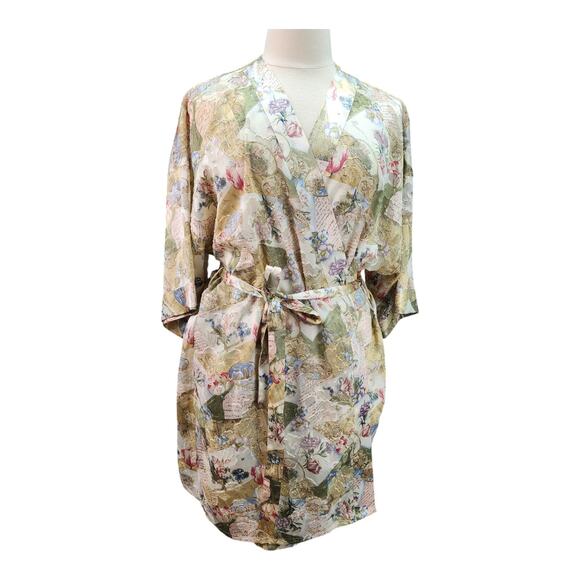 Gloria Vanderbilt Intimates Robe 3x 4x Sheer Kimono Floral Sexy Vintage Cover Up - Picture 2 of 12